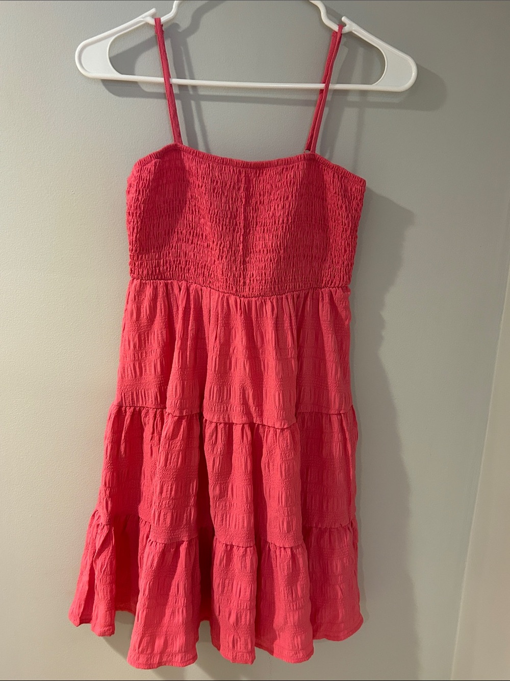 SHEIN Hot Pink Tiered Smocked Sundress